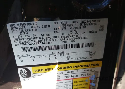 2023 Ford Expedition Limited Max z USA, uszkodzony, nr VIN 1FMJK2A89PEA20464